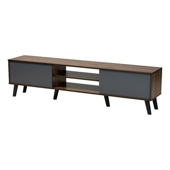 Bowery Hill Modern Engineered Wood TV Stand for TVs up to 70" in Walnut/Gray