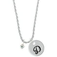 thumbnail image 1 of Delight Jewelry Silvertone Mini December - Teal Crystal Heart Silvertone Script Initial Disc - D - Charm Necklace, 20"+3", 1 of 4