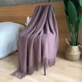 thumbnail image 5 of Knitted Throw Blanket with Tassels Bubble Textured Lightweight Throws for Couch Cover Home Decor (Caramel, 50x60), 5 of 5