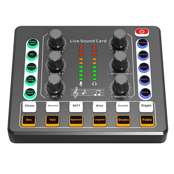 Audio Interface with DJ Mixer Live Sound Card Effects and Voice Changer,Prefect for live Streaming/Podcasting/Gaming ,Mic And Stereo Line Inputs