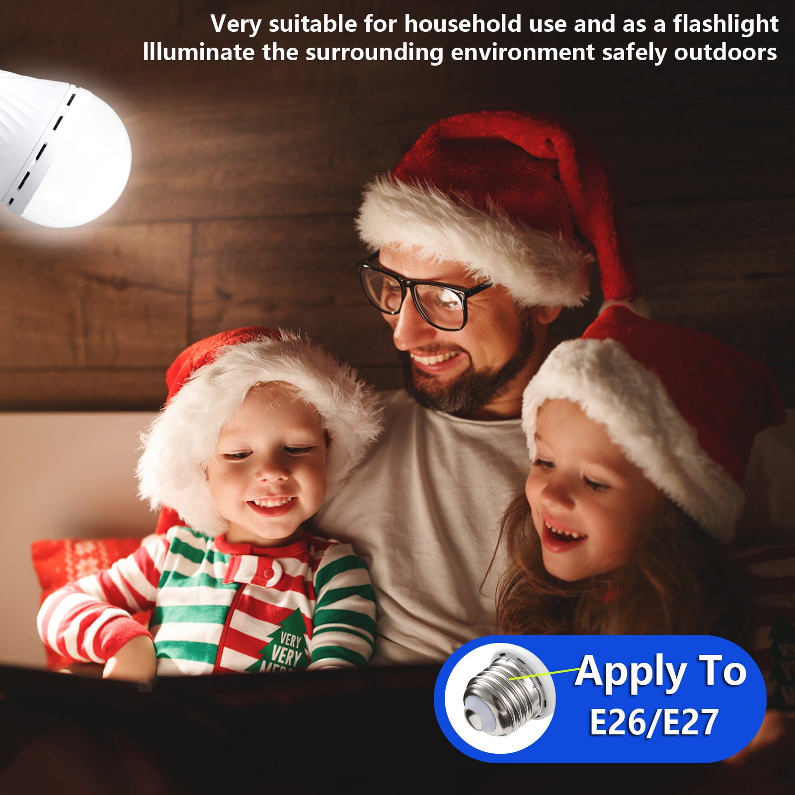 Rechargeable Emergency Light Bulb 【1 YEAR WARRANTY】 E27 2400mAh 5 hours 9W-60W  Stay Lights Up When Power Failure,  LED Light Bulbs for Home , Camping , Tent