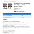thumbnail image 2 of Rear Brake Pad Set - Compatible with 2016 - 2022 RX450h 2017 2018 2019 2020 2021, 2 of 2