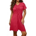thumbnail image 2 of BUIGTTKLOP Dresses for Women Short Sleeve Casual Dresses Lace up V Neck Pleated Flowy Sundress, 2 of 6