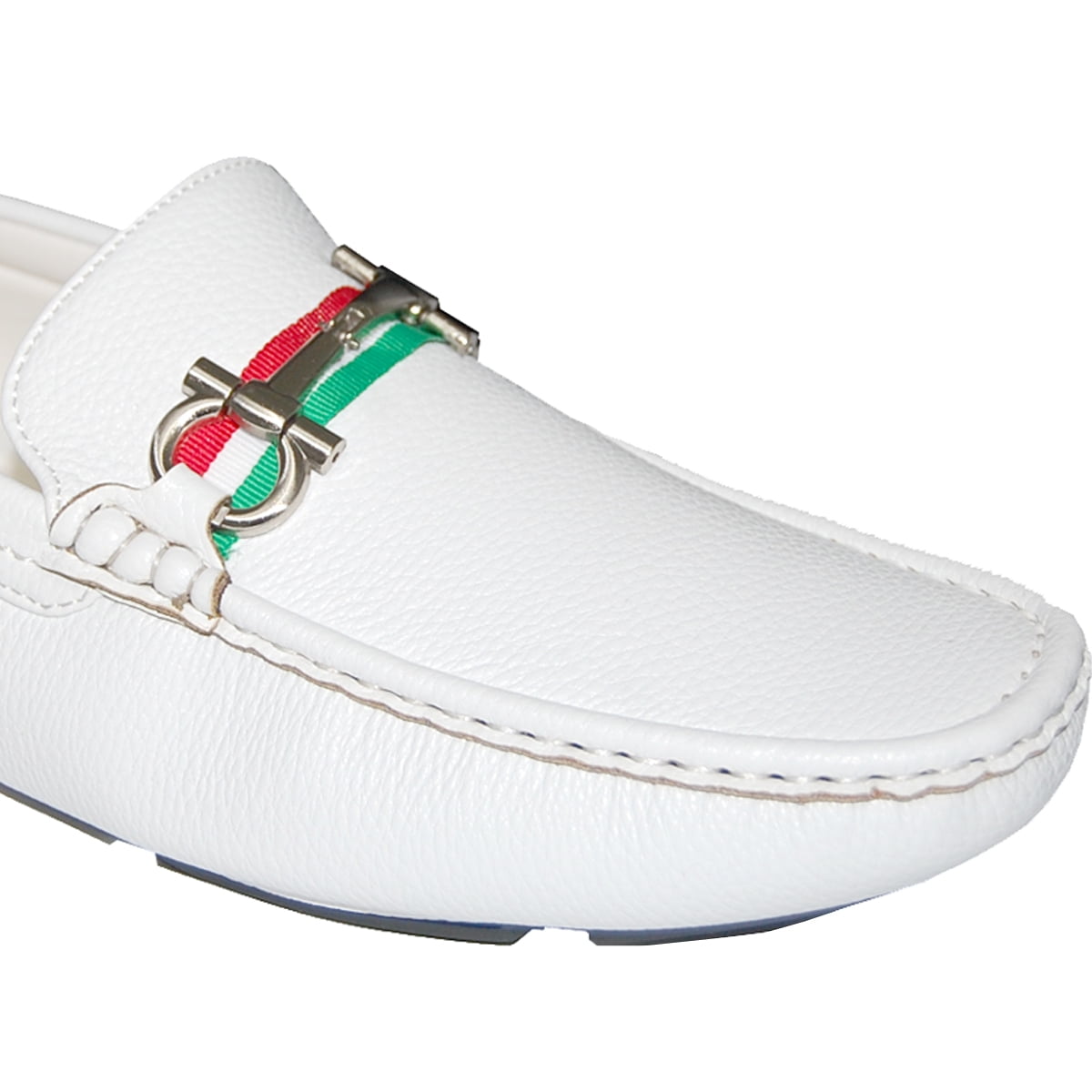 KRAZY SHOE ARTISTS Green White and Red Handcrafted Ornament Mens Loafers