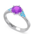 thumbnail image 2 of 2.20 Carat Round Cut Amethyst & Blue Topaz Gemstone Charming Anniversary Ring for Women Solid 18K White Gold Size 10.5 by Diamond-Capitals, 2 of 7