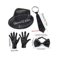 thumbnail image 2 of 1920s Mens Outfit 1920s Mens Accessories Magician Clothes Magician Accessories 1920s Mens Outfit Manhattan 1920s Mens Hat Accessories Gatsby Gangster Retro Hat Suspender Bow Tie Set, Silver, 2 of 2