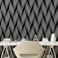 thumbnail image 3 of Ambesonne Stripe Peel & Stick Wallpaper for Home, Modern Swirling Effect Lines, 13"x36", Charcoal Grey White, 3 of 6
