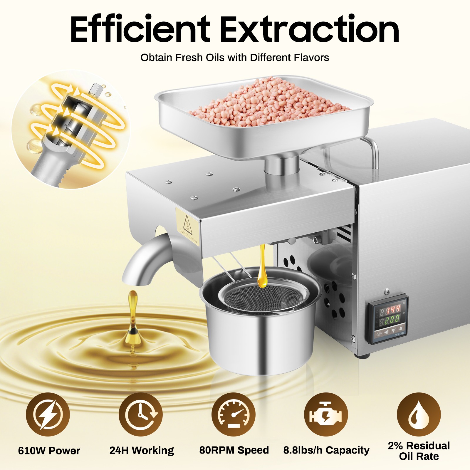 Automatic Oil Press Machine Cold Hot Oil Extractor Peanut Coconut Press for Pressing Various Materials