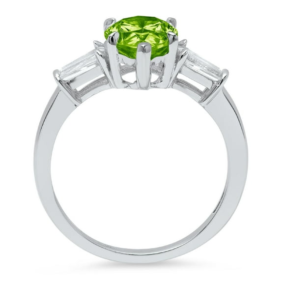 2.5 ct Pear Cut Natural Peridot Three-Stone Engagement Ring for Women in 18K White Gold