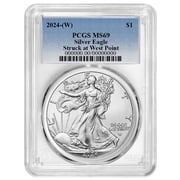 2024 W $1 American Silver Eagle PCGS MS69 Blue Label