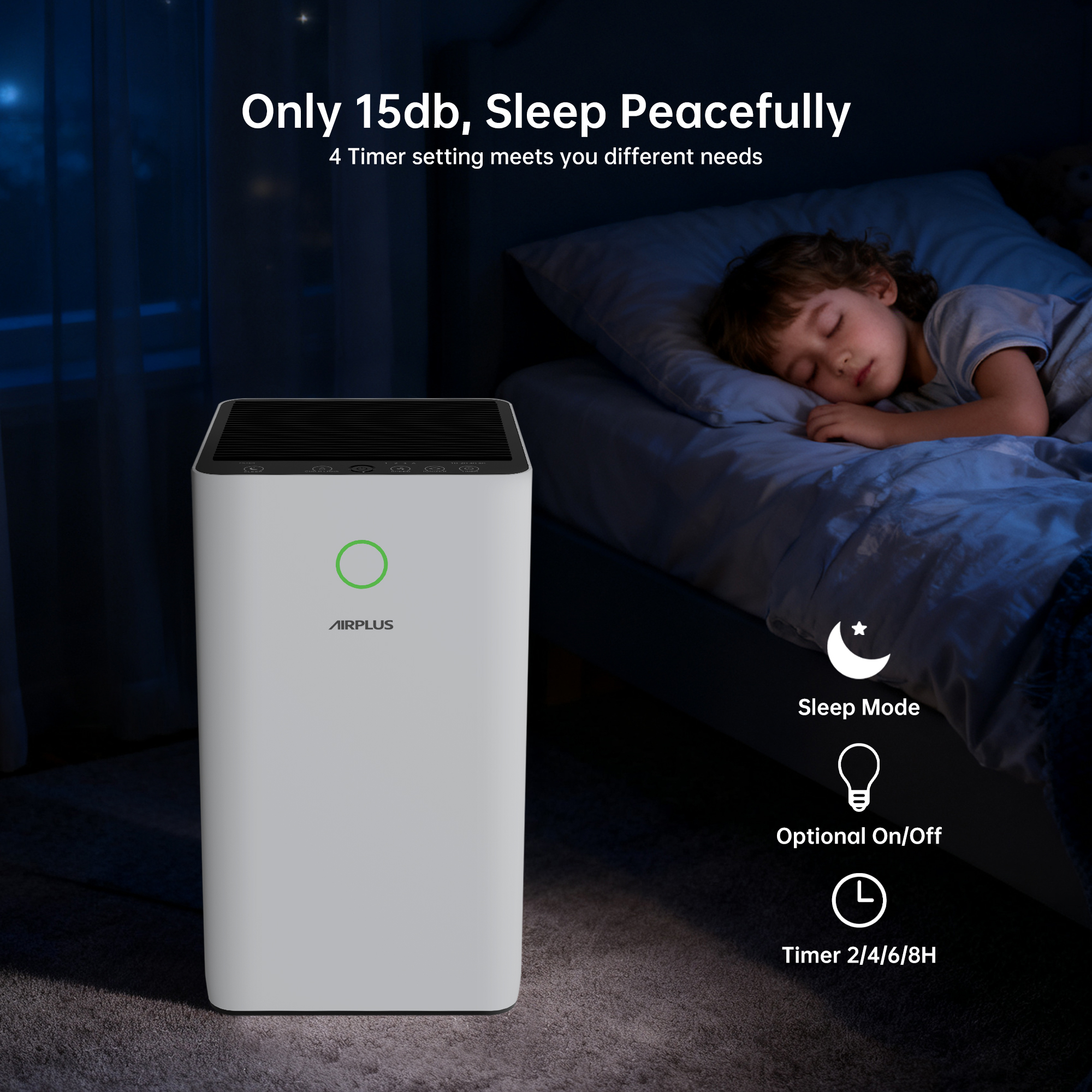 AIRPLUS Air Purifiers for Home Large Rooms up to 5000 Ft², H13 True HEPA 99.97% Filtration with Sleep Mode & Child Lock, 260 CFM CADR, PM2.5 Air Quality Display Removes Allergies, Pet Odor, Pollen