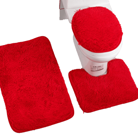 QJUHUNG AUQ Bathroom Accessories Strong and Wear-Resistant Bathroom Rugs No Skin Irritation 3 Piece Bathroom Rug Set Black