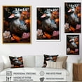 thumbnail image 4 of Designart "Floral Shadow Diver Duck" Animals Framed Wall Art - Traditional Black Duck Living Room Framed Canvas Art, 4 of 6