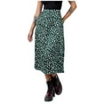 thumbnail image 2 of YUNAFFT Skirt for Women Plus Size Clearance Womens Fashion Leopard Print Zipper High Waist Casual Satin Mid Calf Skirt, 2 of 8