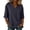 Navy, variant on Split V-Neck Pleated Front Elbow Sleeve Blouse Women's Relaxed Fit Casual Commuter Everyday Top