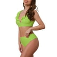 thumbnail image 4 of INSPIRE CHIC Conjuntos de Bikini de Tirantes Anchos con Volantes en el Cuello en V de Mujer 2 Piezas con Cierre de Ajuste en la Parte Posterior Parte Inferior Triangular Talla X-Large Verde Pasto, 4 of 5