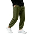 thumbnail image 2 of IAJDKMEK Men's Jogger Sweatpants Tapered Leg - Drawstring Elastic Waist Fleece Lined Solid Color Casual Lounge Pants for Men Gym,Army Green L, 2 of 8