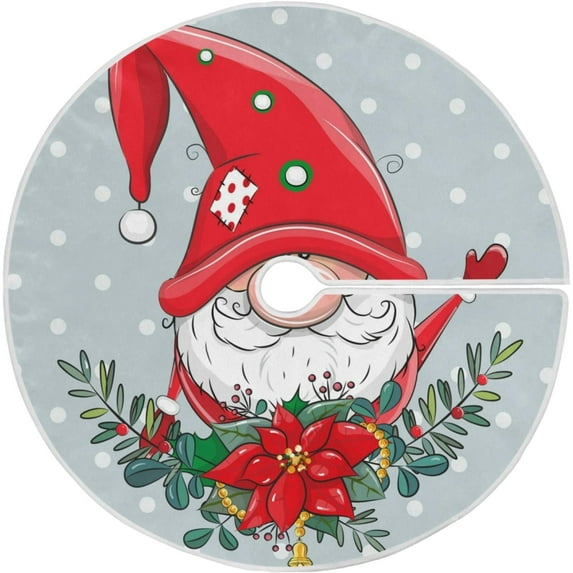 FMSHPON Christmas Cute GnomeWreath Xmas Christmas Tree Skirt Stand Mat for Holiday Party Decoration Indoor Outdoor 48 inches