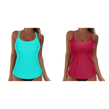 (2-Pack) Rinsvye Women Lace Up Swimwear Galaxy Tops Bra Tops Underwire Full Coverage Bathing Suit Top 18W Bikini Top Push Up Plus Size Swim Skirt Women 4X Swim Crop Top Tie Back Bathing Suit Tops