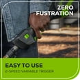 thumbnail image 6 of Open Box Greenworks 80V 17" Brushless String Trimmer, Shoulder Strap, Precut Line included with 2.0Ah Battery & Charger, 6 of 11