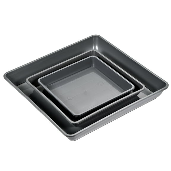 Uxcell 6" 7" 10" Plastic Square Plant Pot Saucer Flower Drip Tray, Gray 6in1 Set