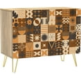 thumbnail image 3 of PixonSign Sideboard Buffet Cabinet, Kitchen Storage Cabinet with 2 Doors, Brown Polygon Collage Pattern, Cupboard Console Table for Dining Room - 35" L x 18" W x 29" H, 3 of 5