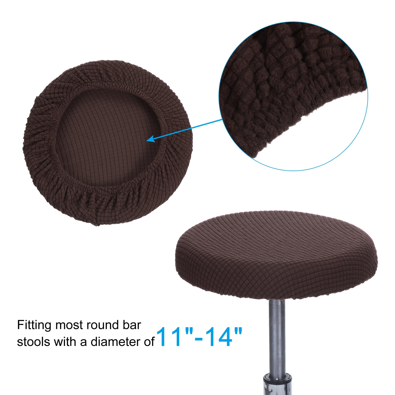 Unique Bargains 11 Inches Round Bar Stool Cover Washable Elastic Cushion Cover Brown