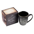 thumbnail image 3 of Christian Encouragement Gifts for Men/Women Matte Black Coffee Mug w/Metallic Font Scripture Verses “Whoever Believes In Him” John 3:16 12oz Stoneware, 3 of 3