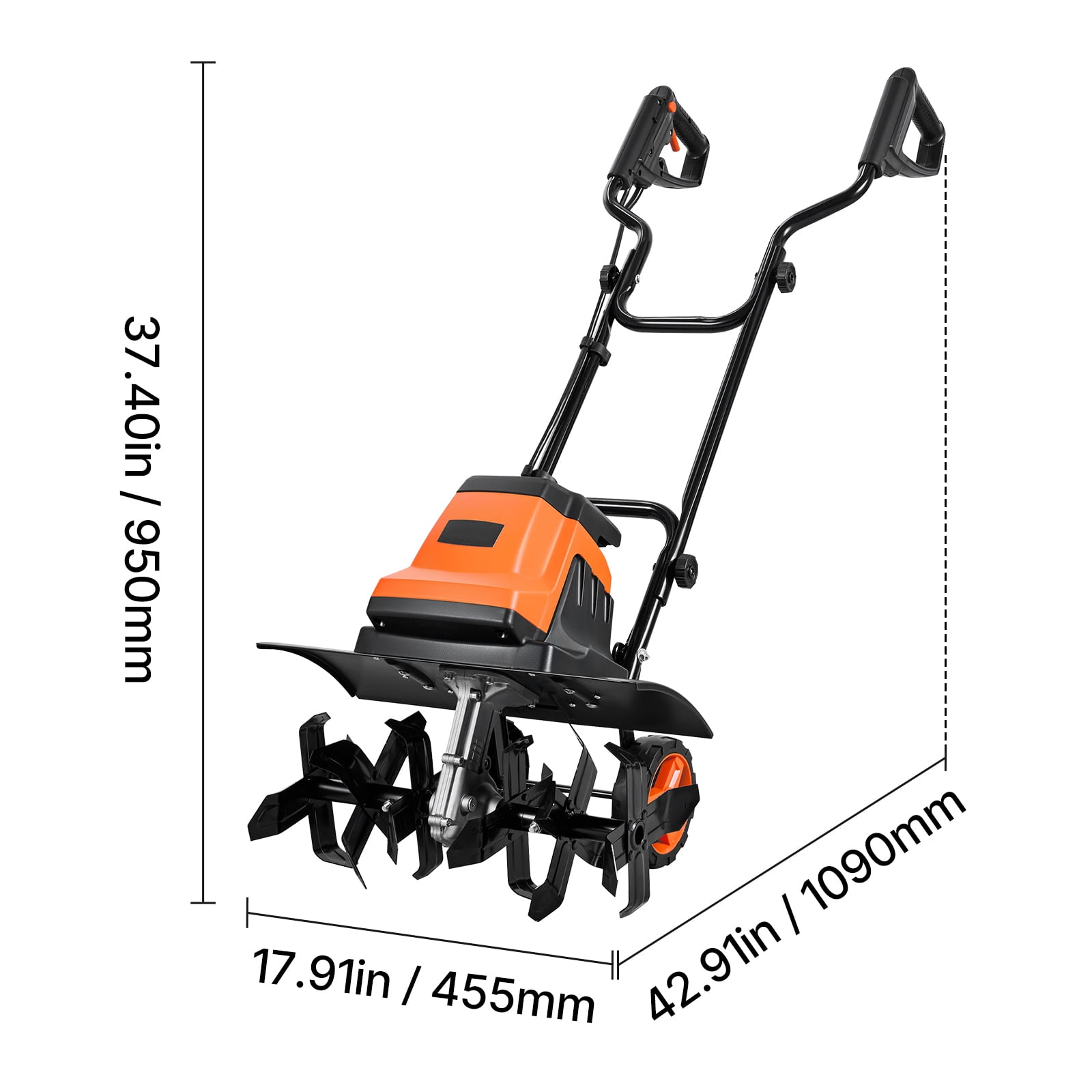 KFFKFF Corded Electric Tiller, 18in Wide Garden Rototiller, 15-Amp Motor Tilling Machine, Cultivator with Durable Steel Tines and Foldable Handle, Ideal for Lawn, Yard, and Gardening Tasks