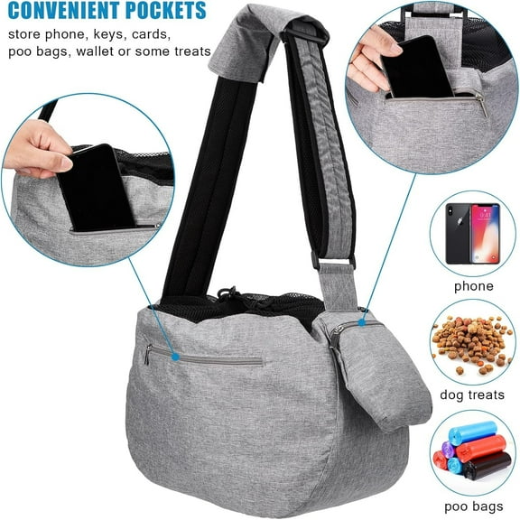 Pet Sling Carrier, Fits 15 to 25lbs Extra-Large Dog/Cat Sling Carrier Reversible and Hands-Free Dog Bag with Adjustable Strap and Pocket Shoulder Pad for Outdoor Travel Hiking