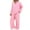 Pink, variant on Women's Double Gauze Crepe Pajama Set, Collared Long Sleeve Loungewear, Soft Breathable Sleepwear, Minimalist Style Pajamas, Comfortable Home Wear Set Yellow L