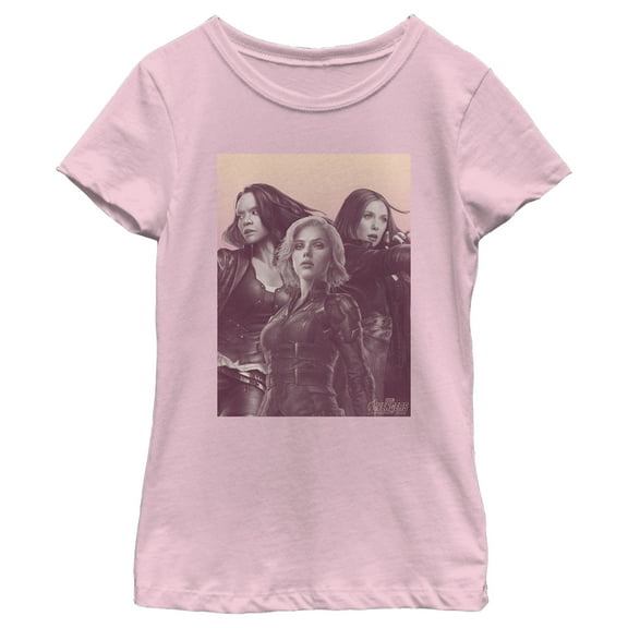 Girl's Marvel Girl Power Stand-Up Graphic Tee Light Pink Small