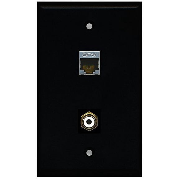 RiteAV - Black 1 Port RCA White 1 Port Cat6a Wall Plate