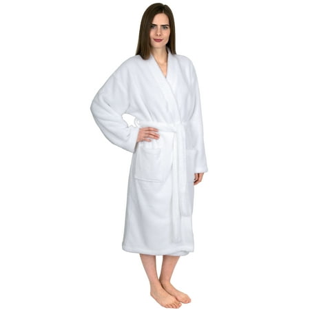 

TowelSelections Women s Soft Plush Robe Fleece Kimono Spa Bathrobe X-Small/Small White