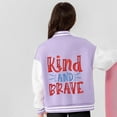 thumbnail image 2 of Huowey Toddler Children Letter Printed Floral Cardigan Coat For Fall Warmth Baseball Jacket For Kids Cute Dailywear, 6-7 Years, 2 of 5