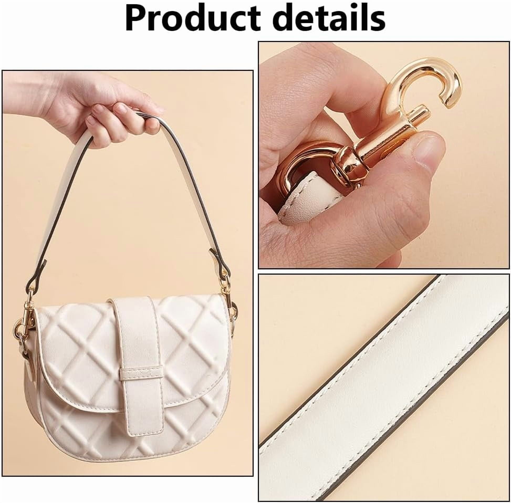 Short Bag Strap, 20.3 Inch White Imitation Leather Purse Straps 1 Inch Wide Bag Strap Replacement Purse Handbag Straps for Women Men DIY Underarm Bag Handbag, Golden Hardware