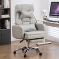 thumbnail image 2 of Swivel Executive Office Chair, 400LBS Big and Tall Desk Chair with Foot Rest and 24.7" Wide Seat, Leather Computer Chair with Reclining Function and Lumbar Support, Grey, 2 of 9