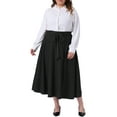 thumbnail image 2 of Agnes Orinda Women's Plus Size Skirt Tie Knot High Waist Flowy Swing A-Line Midi Skirts with Pockets 1X Black, 2 of 6