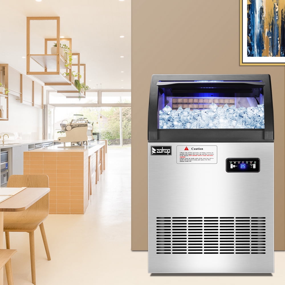 Freestanding Ice Maker Cube Machine, Stainless Steel Icemaker for Home/Kitchen/Office/Restaurant