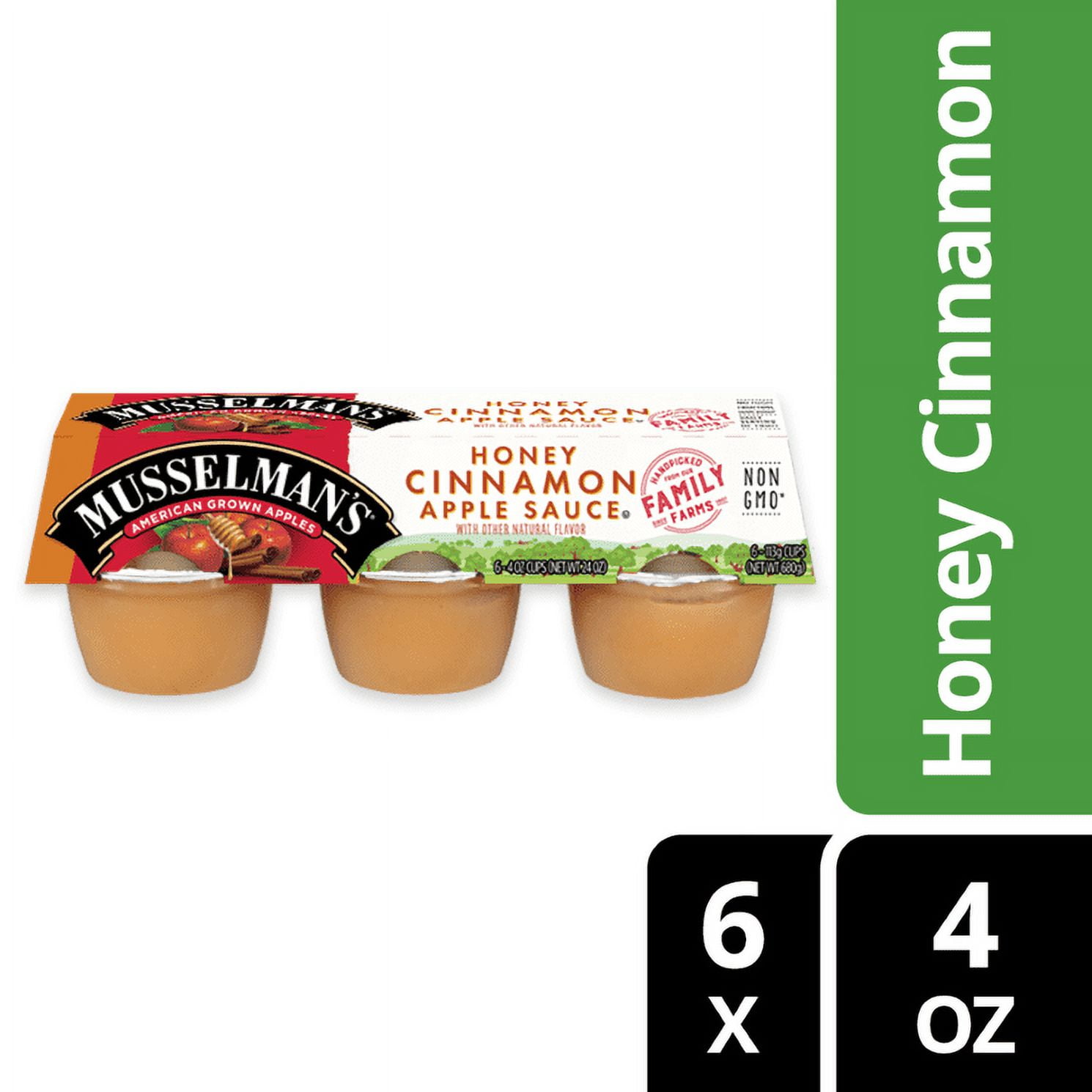 (5 pack) Musselman's Honey Cinnamon Applesauce 6, 4 oz. Cups