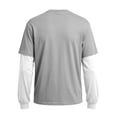 thumbnail image 5 of OIOLOYJM Men's Fake Two Piece T-Shirt Long Sleeve Crew Neck Casual Layered Tee Shirts Fashion Basic Athletic Work Pullover Light Gray XL, 5 of 5