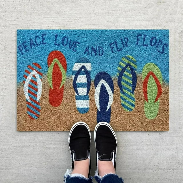 POINTERTECK WTN Summer Welcome Sign Hello Sunshine Flip Flop Doormat Funny Cute Doormat Door Mat Welcome Friends Doormat Funny Doormat New Home Door Mat