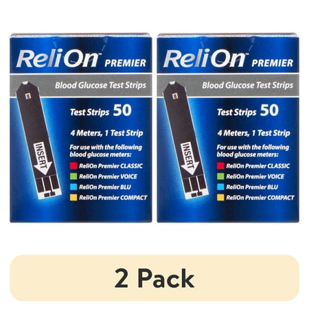 (2 pack) ReliOn Premier Blood Glucose Test Strips, 50 Count