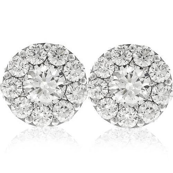 Pompeii 3ct Halo Diamond Studs 14K White Gold Lab Growbn (FG,VS)