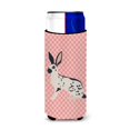 thumbnail image 1 of Caroline's Treasures Caroline's Treasures English Spot Rabbit Pink Check Decorative Can Hugger Slim Multicolor"", 1 of 1