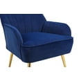 thumbnail image 5 of Accent Chair, Velvet Upholstered Single Sofa Chair with Channel Tufted Back and Gold Metal Legs, Mid Century Leisure Armchair Comfy Vanity Chair for Living Room, Bedroom, Office, Navy, 5 of 7