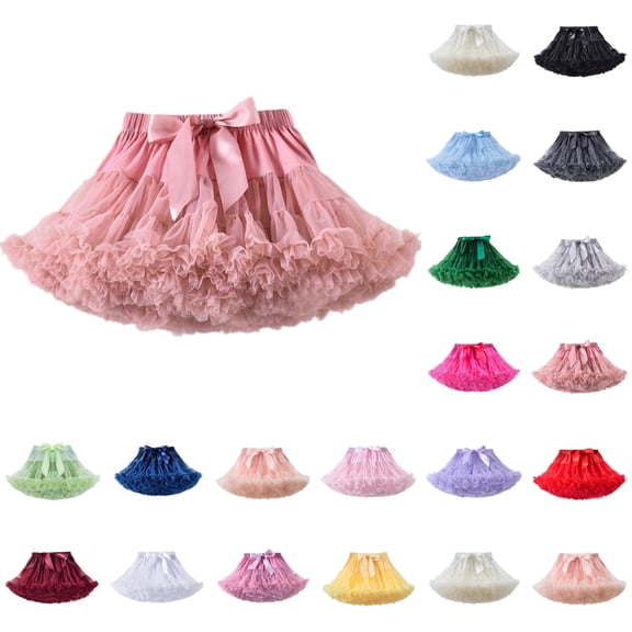 SGFCWSX Girls Tutu Skirt Kids Bow Ruffle Layered Elastic Waist Fluffy Dance Skirts Khaki Size 5-7 Years