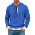 thumbnail image 3 of Fanshiluo Men's Waffle Quarter Zip Long Sleeve Pullover Hoodie,Contrast Color Hem Kangaroo Pocket Loose Fit Tops,L,Big and Tall Men, 3 of 5