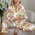thumbnail image 4 of Goofa Sunflowers Printed Women’s 2 Piece Pajama Set Super,Pajamas Women's Long Sleeve Sleepwear Soft Button Down Loungewear Pjs Lounge Set Nightwear-Small, 4 of 9