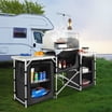 SKYSHALO Camping Kitchen Table, Folding Outdoor Cooking Table with Storage Carrying Bag, Aluminum Cook Station 3 Cupboard DFBKYDCFHSBZD00R7V00710 - The Home Depot